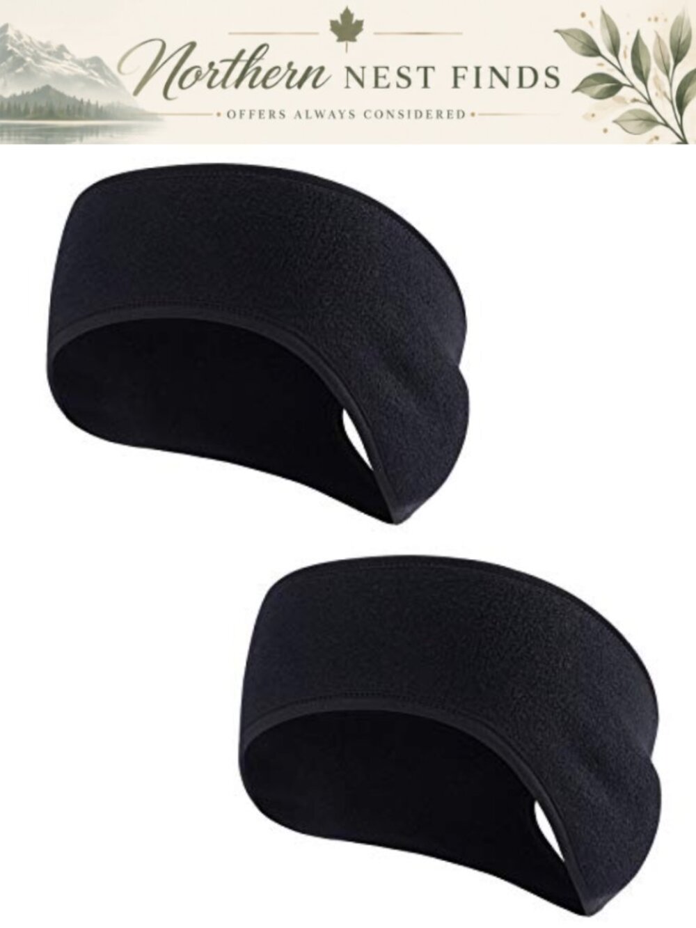2 Pack Fleece Ponytail Headband Winter Ear Muff Sports Running Yoga